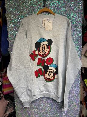VTG Disney Mickey & Co. Gray Holiday Mickey 'Ho Ho' Crewneck Sweatshirt